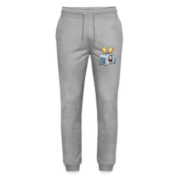Cheerful toaster with jumping toast - Stanley/Stella Mover Unisex Organic Jogging Trousers - heather grey - Front - Marisol (170cm) & Nik (191cm)