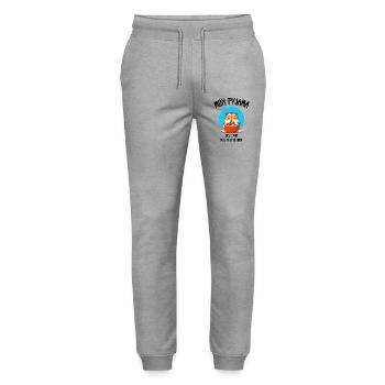 Shiba Humor Dog Pyjamas - Stanley/Stella Unisex Bio Jogginghose Mover  - Grau meliert - Vorne - Marisol (170cm) & Nik (191cm)