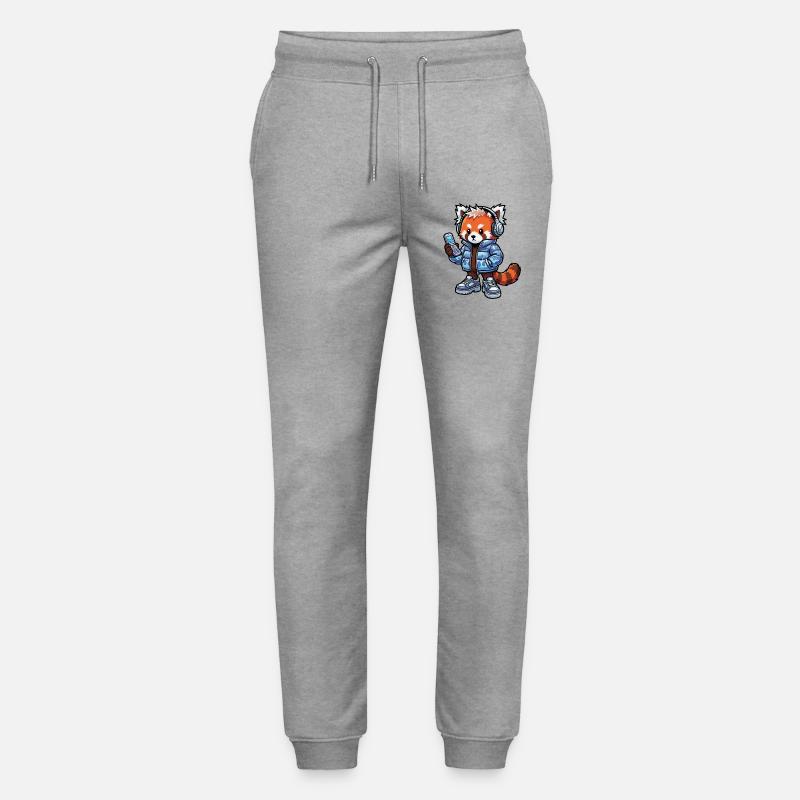 Roter Panda mit Kopfhörern 90er - Stanley/Stella Unisex Bio Jogginghose Mover  - Grau meliert