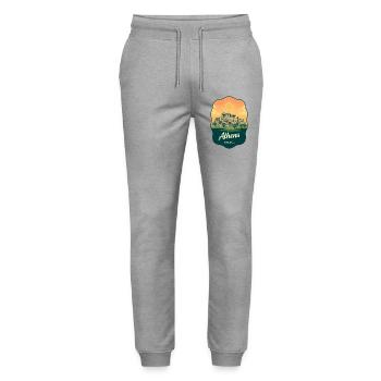 Insigne du Parthénon d’Athènes Vintage Sunset - Pantalon de jogging bio MOVER Stanley/Stella unisexe - gris chiné - Devant - Marisol (170cm) & Nik (191cm)
