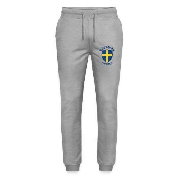 Western Sweden shield logo - Stanley/Stella Mover Unisex Organic Jogging Trousers - heather grey - Front - Marisol (170cm) & Nik (191cm)