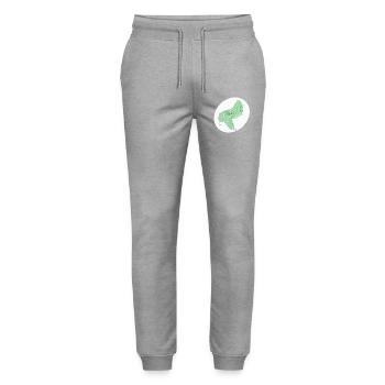 Minimalist Abstract Green Bird - Stanley/Stella Mover Unisex Organic Jogging Trousers - heather grey - Front - Marisol (170cm) & Nik (191cm)