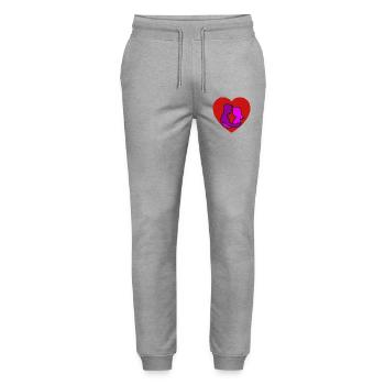 Heart Silhouette Love Couple - Stanley/Stella Mover Unisex Organic Jogging Trousers - heather grey - Front - Marisol (170cm) & Nik (191cm)