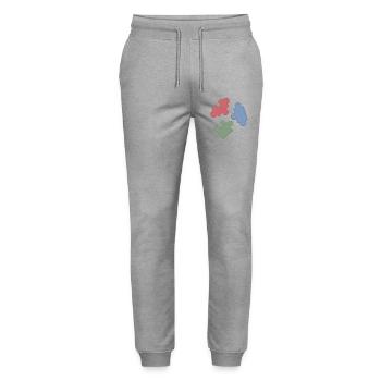 Puzzle Colors Puzzle Group of Three - Stanley/Stella Mover Unisex Organic Jogging Trousers - heather grey - Front - Marisol (170cm) & Nik (191cm)