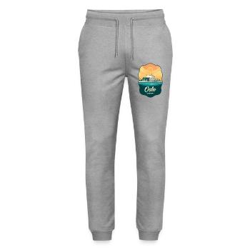 Insigne rétro du coucher de soleil de l’Opéra d’Oslo - Pantalon de jogging bio MOVER Stanley/Stella unisexe - gris chiné - Devant - Marisol (170cm) & Nik (191cm)