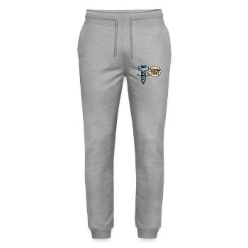 Scheiß auf diesen Cartoon-Screw-Charakter - Stanley/Stella Unisex Bio Jogginghose Mover  - Grau meliert - Vorne - Marisol (170cm) & Nik (191cm)