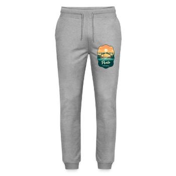 Insigne de voyage rétro du pont Luis de Porto Dom - Pantalon de jogging bio MOVER Stanley/Stella unisexe - gris chiné - Devant - Marisol (170cm) & Nik (191cm)