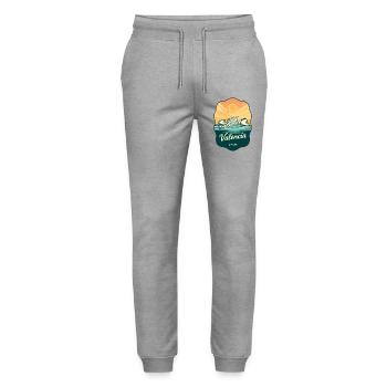 Valencia Spain Vintage Sunset Travel Badge - Stanley/Stella Mover Unisex Organic Jogging Trousers - heather grey - Front - Marisol (170cm) & Nik (191cm)