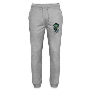 Leuchtende Qualle Neon-Traum - Stanley/Stella Unisex Bio Jogginghose Mover  - Grau meliert - Vorne - Marisol (170cm) & Nik (191cm)