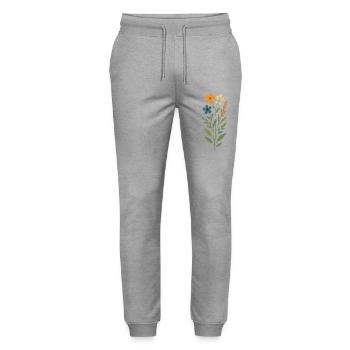 Watercolor Bouquet - Stanley/Stella Mover Unisex Organic Jogging Trousers - heather grey - Front - Marisol (170cm) & Nik (191cm)