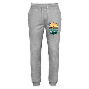 Emblème rétro de la Place de la Bourse à Bordeaux - Pantalon de jogging bio MOVER Stanley/Stella unisexe - gris chiné - Devant - Marisol (170cm) & Nik (191cm)