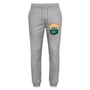 Badge de voyage vintage du Titanic de Belfast - Pantalon de jogging bio MOVER Stanley/Stella unisexe - gris chiné - Devant - Marisol (170cm) & Nik (191cm)