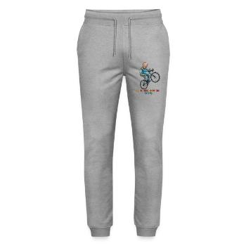 60 Is The New 20 MPH Cycling Sticker - Stanley/Stella Mover Unisex Organic Jogging Trousers - heather grey - Front - Marisol (170cm) & Nik (191cm)