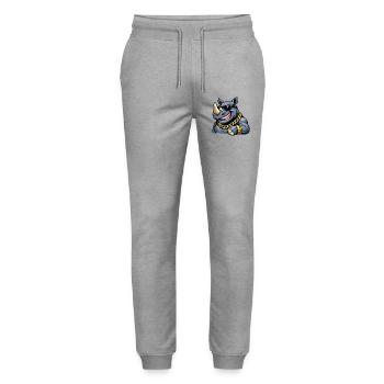 Rhino street style with gold chain - Stanley/Stella Mover Unisex Organic Jogging Trousers - heather grey - Front - Marisol (170cm) & Nik (191cm)