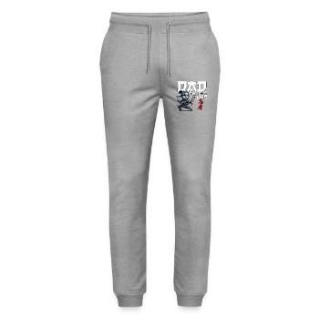 Dad Of The Birthday Ninja Birthday Funny - Stanley/Stella Mover Unisex Organic Jogging Trousers - heather grey - Front - Marisol (170cm) & Nik (191cm)