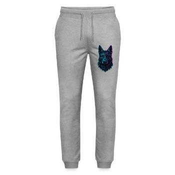 Deutscher Schäferhund Cyber Tech Neon Design - Stanley/Stella Unisex Bio Jogginghose Mover  - Grau meliert - Vorne - Marisol (170cm) & Nik (191cm)