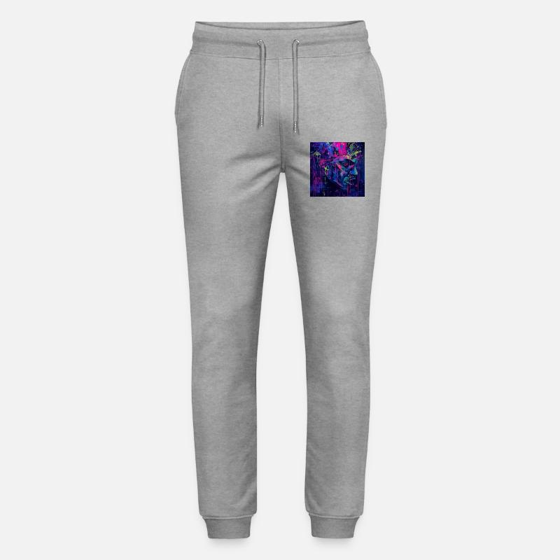 Neon-Graffiti-Porträtspritzer - Stanley/Stella Unisex Bio Jogginghose Mover  - Grau meliert