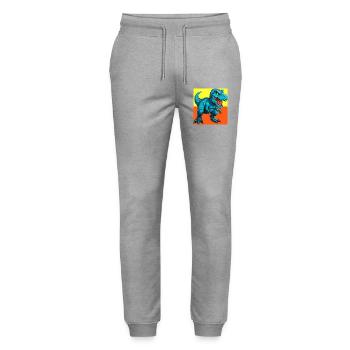 dinosaur - Stanley/Stella Mover Unisex Organic Jogging Trousers - heather grey - Front - Marisol (170cm) & Nik (191cm)