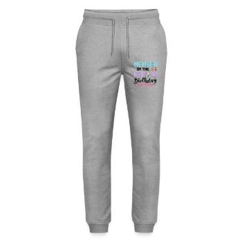 Member Of The K-Pop Birthday Girl Squad - Stanley/Stella Mover Unisex Organic Jogging Trousers - heather grey - Front - Marisol (170cm) & Nik (191cm)