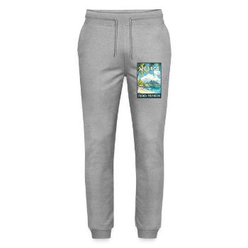 Experience Tropical Moorea in French Polynesia - Stanley/Stella Mover Unisex Organic Jogging Trousers - heather grey - Front - Marisol (170cm) & Nik (191cm)