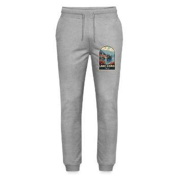 Explore Majestic View of Lake Como In Italy - Stanley/Stella Mover Unisex Organic Jogging Trousers - heather grey - Front - Marisol (170cm) & Nik (191cm)