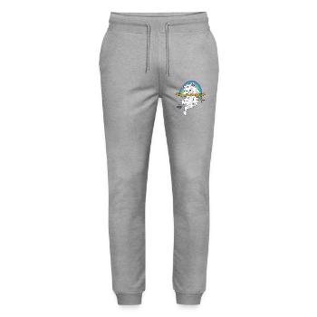 Cat on branch plays with butterfly - Stanley/Stella Mover Unisex Organic Jogging Trousers - heather grey - Front - Marisol (170cm) & Nik (191cm)