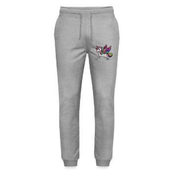Colorful Winged Unicorn - Stanley/Stella Mover Unisex Organic Jogging Trousers - heather grey - Front - Marisol (170cm) & Nik (191cm)