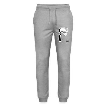 Black and white sketch: melancholic type - Stanley/Stella Mover Unisex Organic Jogging Trousers - heather grey - Front - Marisol (170cm) & Nik (191cm)