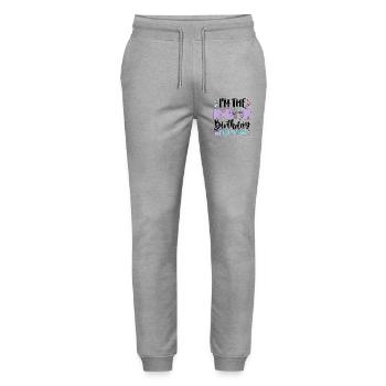 I'm The K Pop Birthday Best Friend - Stanley/Stella Mover Unisex Organic Jogging Trousers - heather grey - Front - Marisol (170cm) & Nik (191cm)