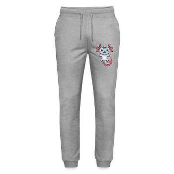 Axolotl Cute Comic - Stanley/Stella Mover Unisex Organic Jogging Trousers - heather grey - Front - Marisol (170cm) & Nik (191cm)