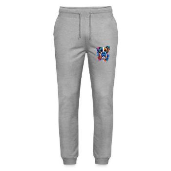 Boxer Dog Porträt Lebendige Ölgemälde Kunst - Stanley/Stella Unisex Bio Jogginghose Mover  - Grau meliert - Vorne - Marisol (170cm) & Nik (191cm)