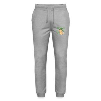 Labrador Leprechaun and Green Clover Dog - Stanley/Stella Mover Unisex Organic Jogging Trousers - heather grey - Front - Marisol (170cm) & Nik (191cm)