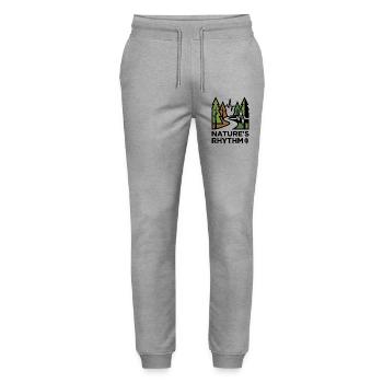 Wander Shirt Nature Rhythm, Hoodie Tasche, Tasse - Stanley/Stella Unisex Bio Jogginghose Mover  - Grau meliert - Vorne - Marisol (170cm) & Nik (191cm)