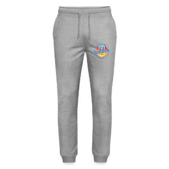 Lombok Sunset Retro Surfboard Indonesia - Stanley/Stella Mover Unisex Organic Jogging Trousers - heather grey - Front - Marisol (170cm) & Nik (191cm)