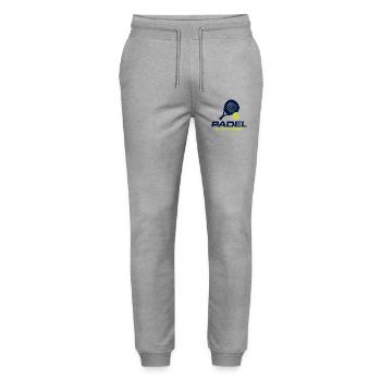 Padel Is My Cardio Funny Padel Player Shirt - Stanley/Stella Mover Unisex Organic Jogging Trousers - heather grey - Front - Marisol (170cm) & Nik (191cm)