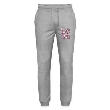 Süßes Patchwork Love für Mädchen & Teens - Stanley/Stella Unisex Bio Jogginghose Mover  - Grau meliert - Vorne - Marisol (170cm) & Nik (191cm)