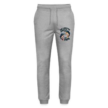 Angeln mit Papa Fischduo - Stanley/Stella Unisex Bio Jogginghose Mover  - Grau meliert - Vorne - Marisol (170cm) & Nik (191cm)