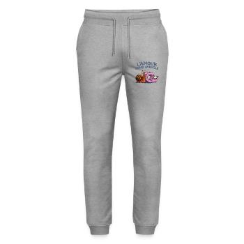 L’amour rend aveugle – humour escargot scotch - Pantalon de jogging bio MOVER Stanley/Stella unisexe - gris chiné - Devant - Marisol (170cm) & Nik (191cm)