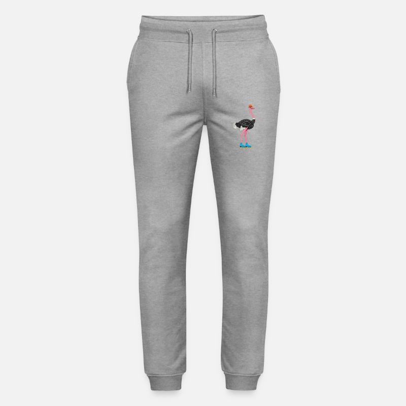 Flamingo mit Rollschuhen und Hut - Stanley/Stella Unisex Bio Jogginghose Mover  - Grau meliert