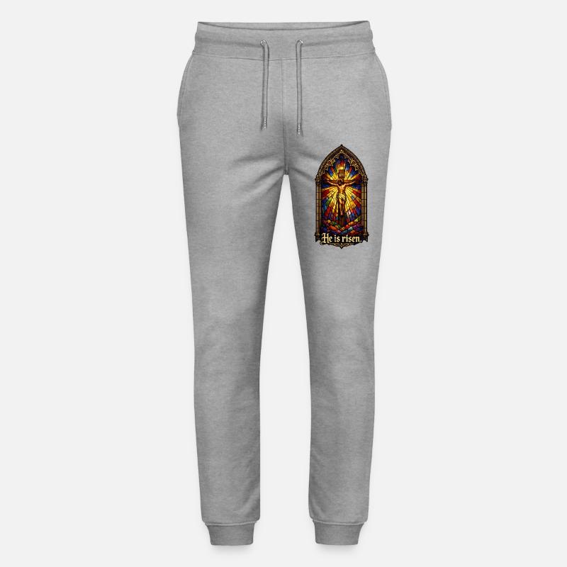 Resurrection He is Risen Easter Jesus - Stanley/Stella Mover Unisex Organic Jogging Trousers - heather grey