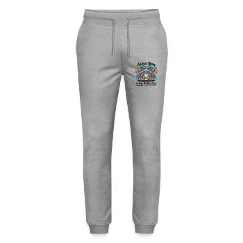 Autism Mom T-Shirt – In April We Wear Blue - Stanley/Stella Mover Unisex Organic Jogging Trousers - heather grey - Front - Marisol (170cm) & Nik (191cm)