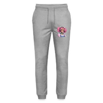Vintage Japanischer Bigfoot Gamer Anime Gaming - Stanley/Stella Unisex Bio Jogginghose Mover  - Grau meliert - Vorne - Marisol (170cm) & Nik (191cm)