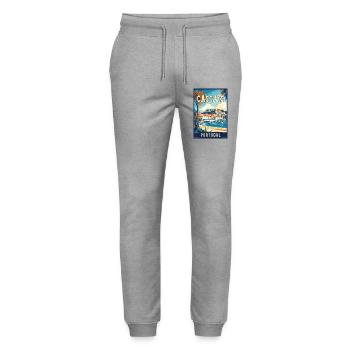 Explore Coastal Beauty of Cascais in Portugal - Stanley/Stella Mover Unisex Organic Jogging Trousers - heather grey - Front - Marisol (170cm) & Nik (191cm)