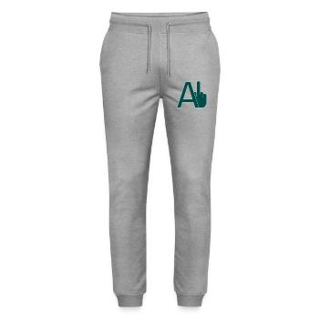 AI - Stanley/Stella Mover Unisex Organic Jogging Trousers - heather grey - Front - Marisol (170cm) & Nik (191cm)