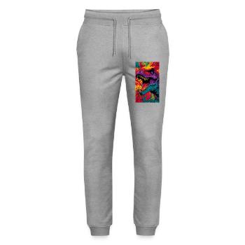 dinosaur - Stanley/Stella Mover Unisex Organic Jogging Trousers - heather grey - Front - Marisol (170cm) & Nik (191cm)