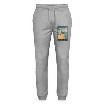 Explore French Riviera and Cannes in France - Stanley/Stella Mover Unisex Organic Jogging Trousers - heather grey - Front - Marisol (170cm) & Nik (191cm)