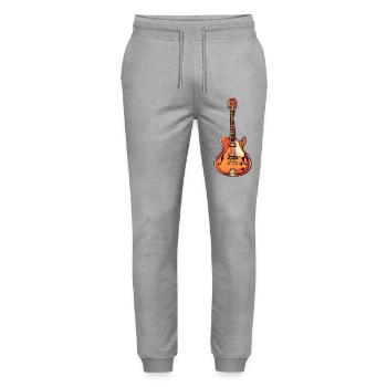 Vintage Electric Guitar Illustration - Stanley/Stella Mover Unisex Organic Jogging Trousers - heather grey - Front - Marisol (170cm) & Nik (191cm)