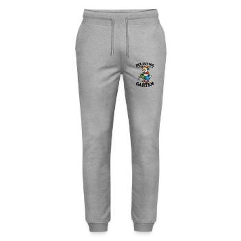 Der tut nix | Garten Gans gießt glücklich - Stanley/Stella Unisex Bio Jogginghose Mover  - Grau meliert - Vorne - Marisol (170cm) & Nik (191cm)