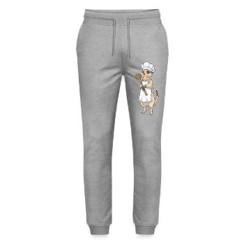 Meerkat Cooking Cooking Spoon Cooking - Stanley/Stella Mover Unisex Organic Jogging Trousers - heather grey - Front - Marisol (170cm) & Nik (191cm)