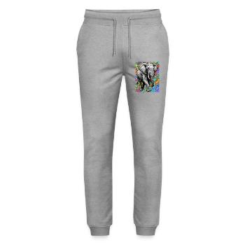 Elefant - Stanley/Stella Unisex Bio Jogginghose Mover  - Grau meliert - Vorne - Marisol (170cm) & Nik (191cm)